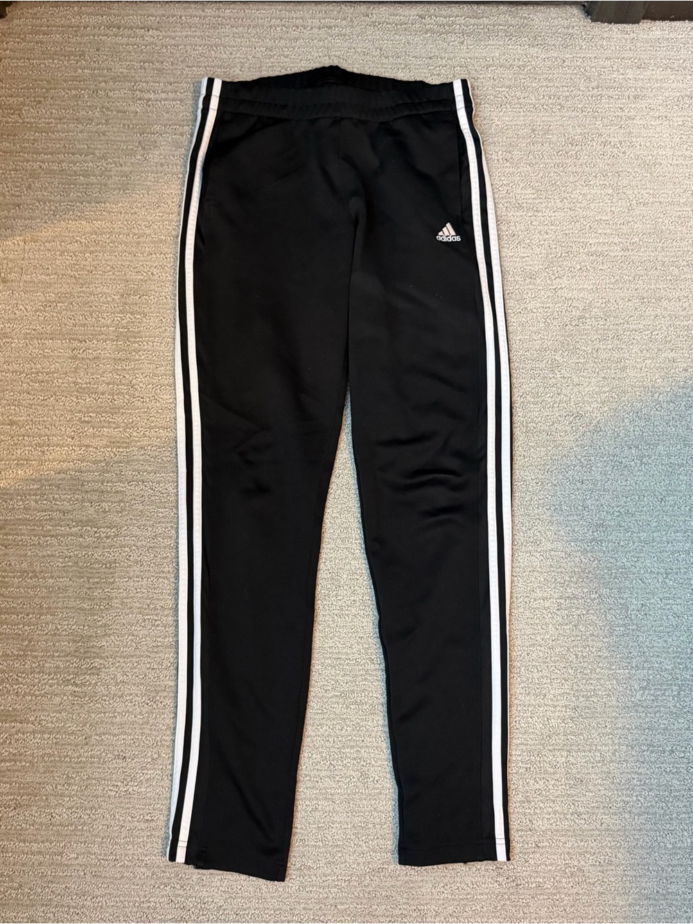 adidas Black Track Pants with White Side Stripes